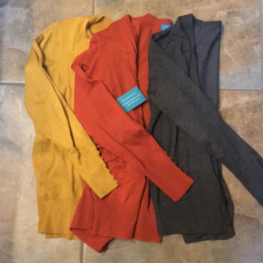 Set of 3 button down cardigans size S/M. Like new!